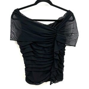 Tadashi Shoji Black Ruched Blouse